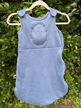 Nested Bean Dusty Blue Baby Sleep Sack with Chick Appliqué